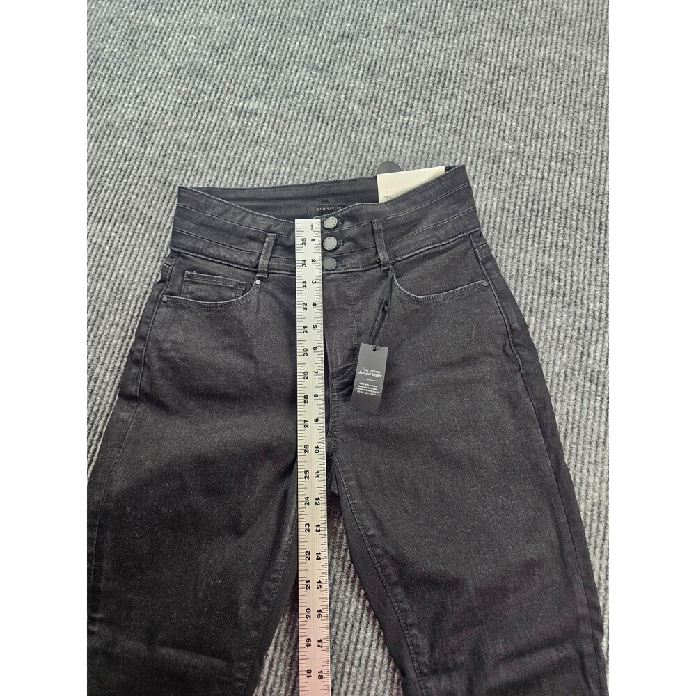 Ann Taylor Black Coated Skinny Jeans High Rise Button Fly Women’s Pant NWT Size4 - Picture 6 of 9